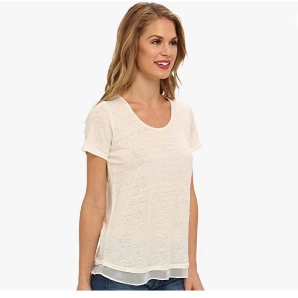 NYDJ Scoop Neck Shirt with Mesh Detail